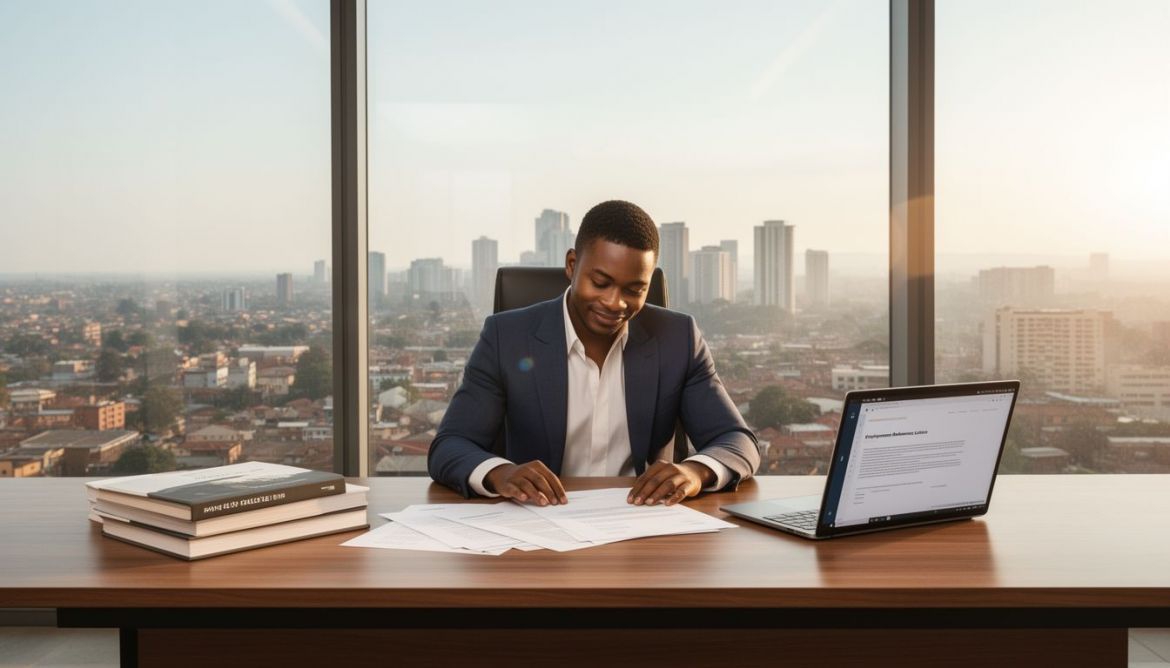 A professional holding an employment reference letter, symbolizing career opportunities.