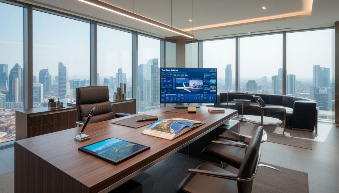 Luxurious first-class seating and amenities for international travel