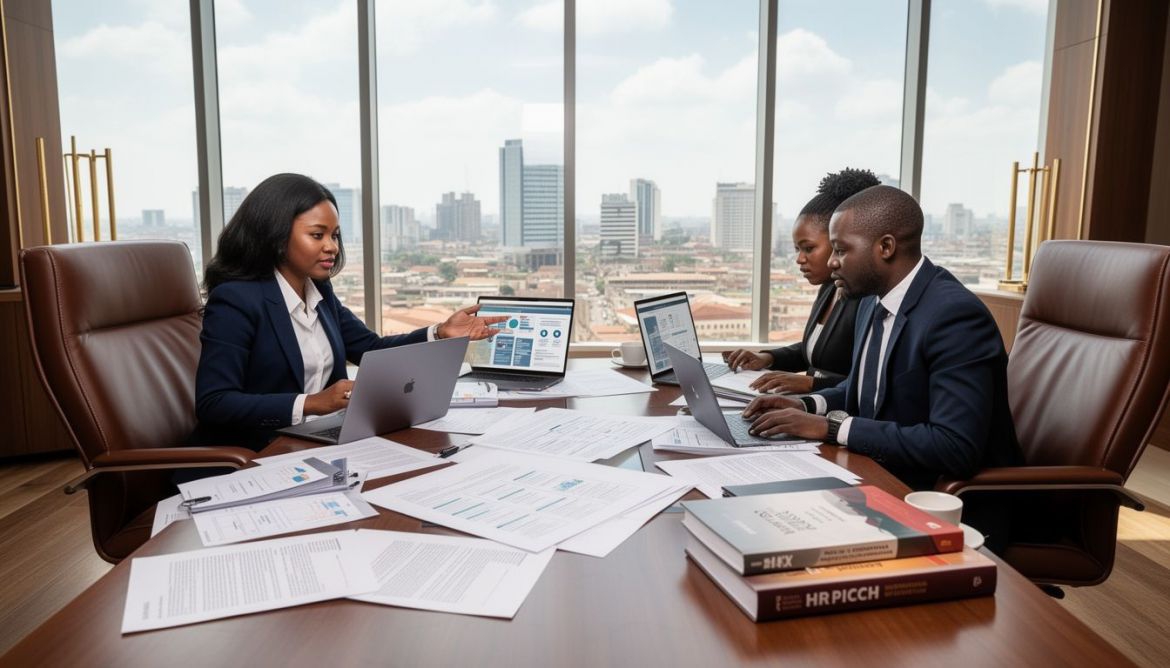 Professional meeting discussing HR Policy Development strategies in Nairobi, Kenya.